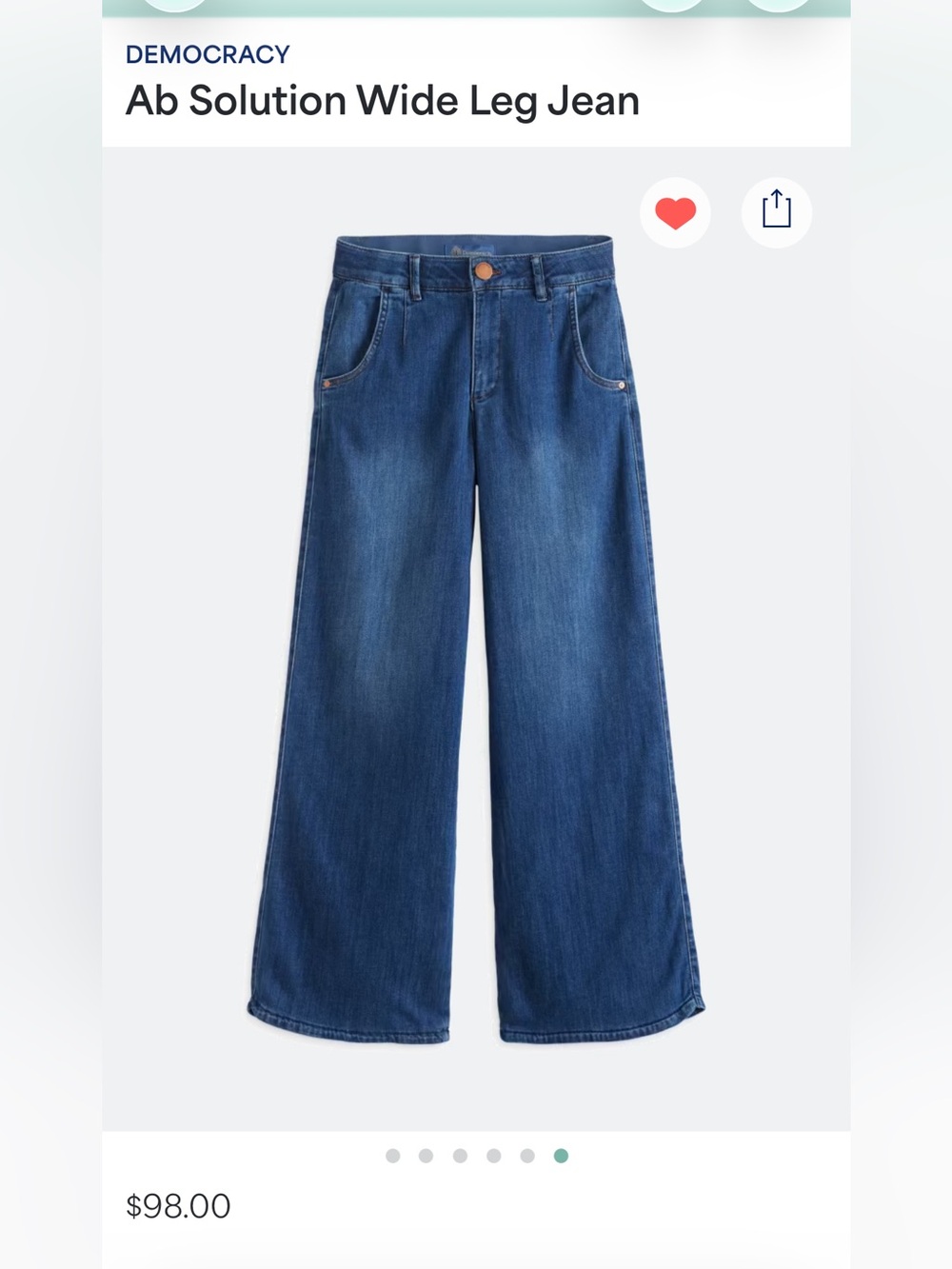 Democracy Ab Solution Wide Leg Jean - Deep Blue Wash (size 10)